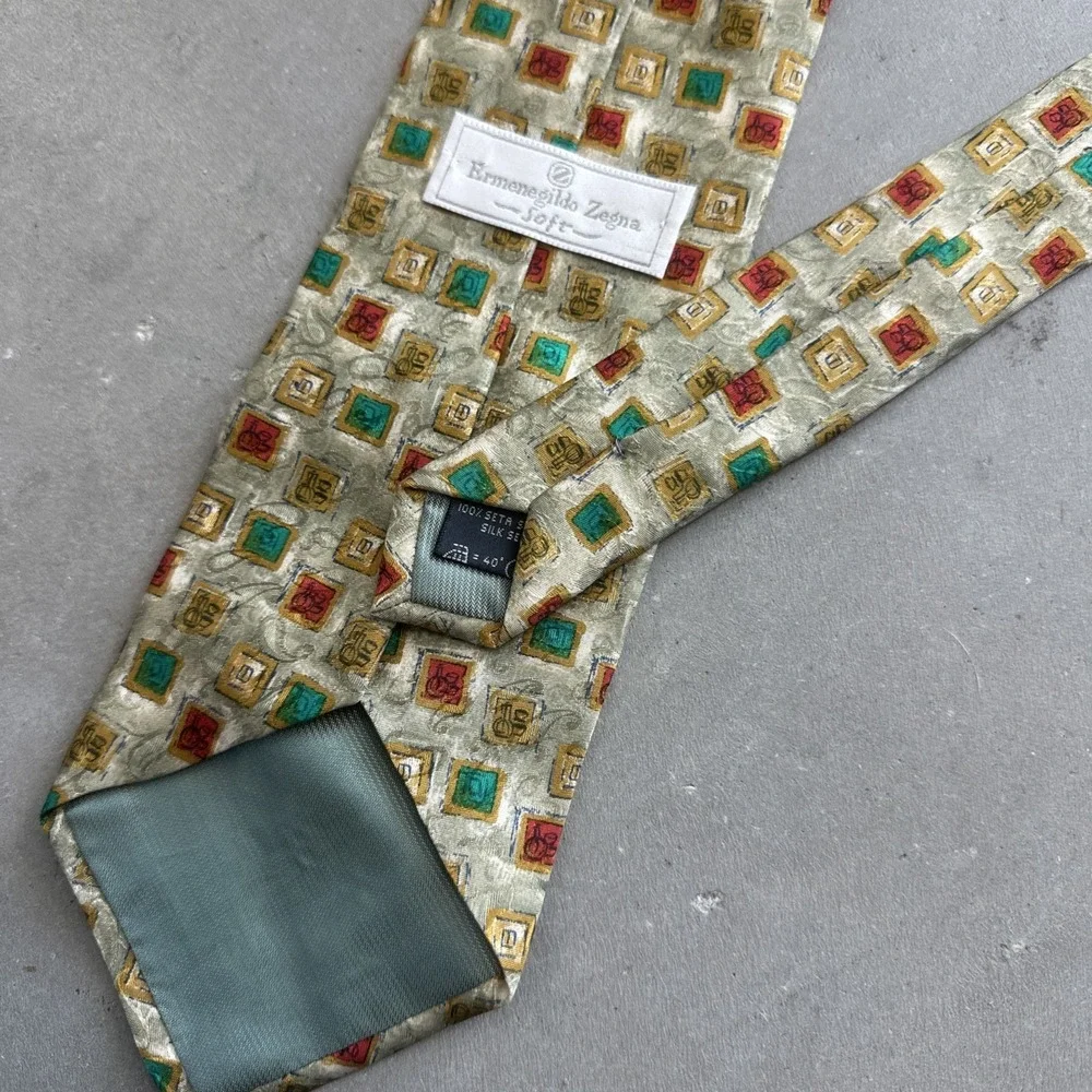 Ermengildo Zegna Men's Silk Necktie - Geometric Picture Frame Abstract